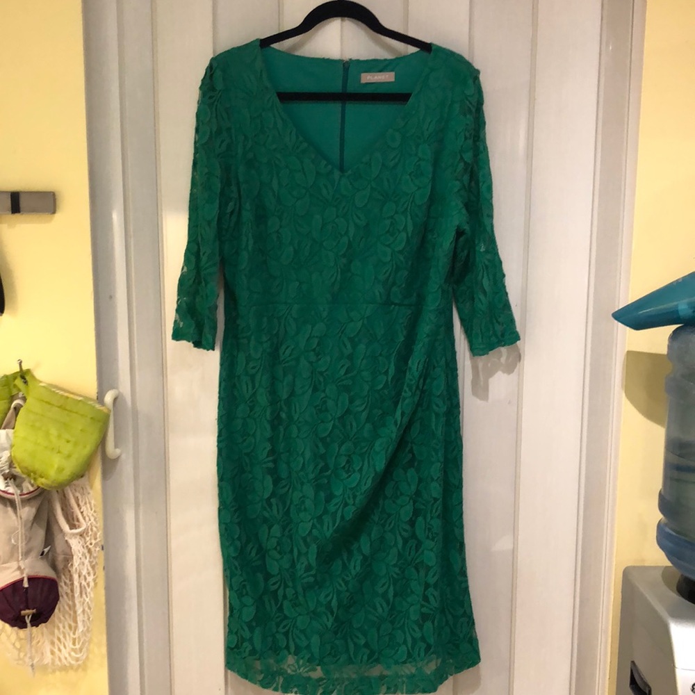 Beautiful green lace overlay Planet brand dress